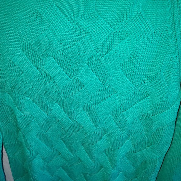 70- Lands' End Basket Weave Cable knit Green Sweater - Picture 4 of 7